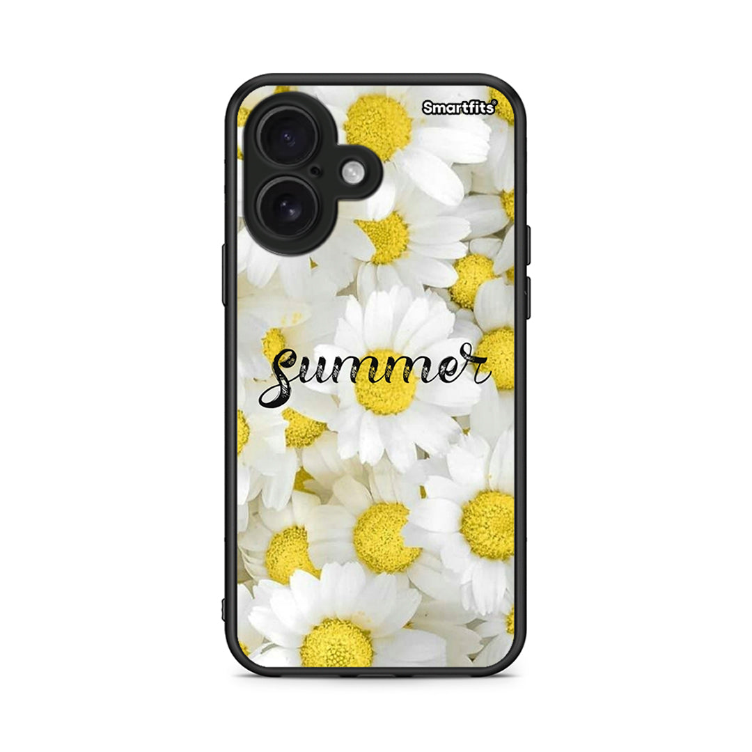 iPhone 16 Summer Daisies Θήκη από τη Smartfits με σχέδιο στο πίσω μέρος και μαύρο περίβλημα | Smartphone case with colorful back and black bezels by Smartfits