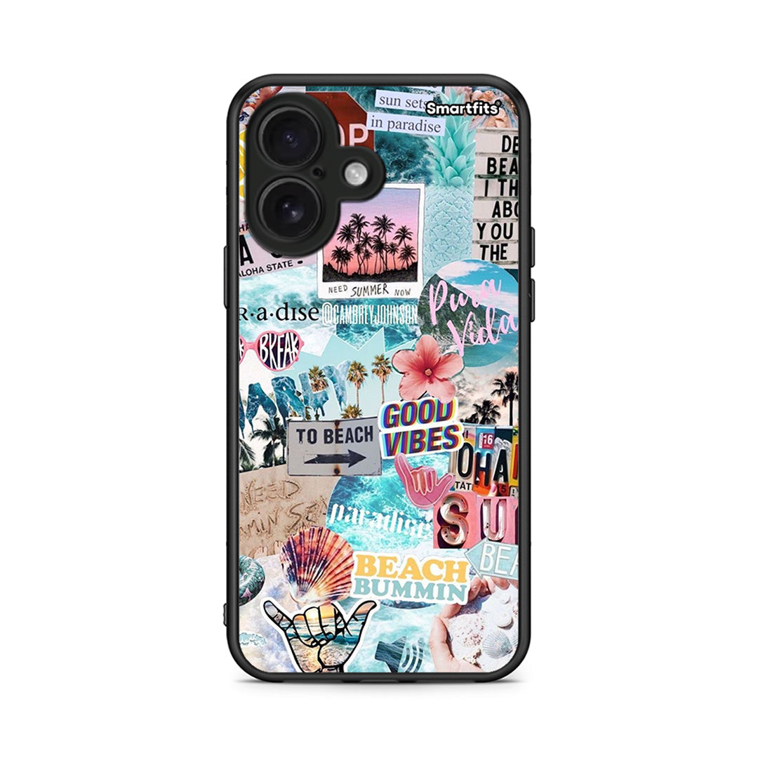 iPhone 16 Summer Vibes Θήκη από τη Smartfits με σχέδιο στο πίσω μέρος και μαύρο περίβλημα | Smartphone case with colorful back and black bezels by Smartfits