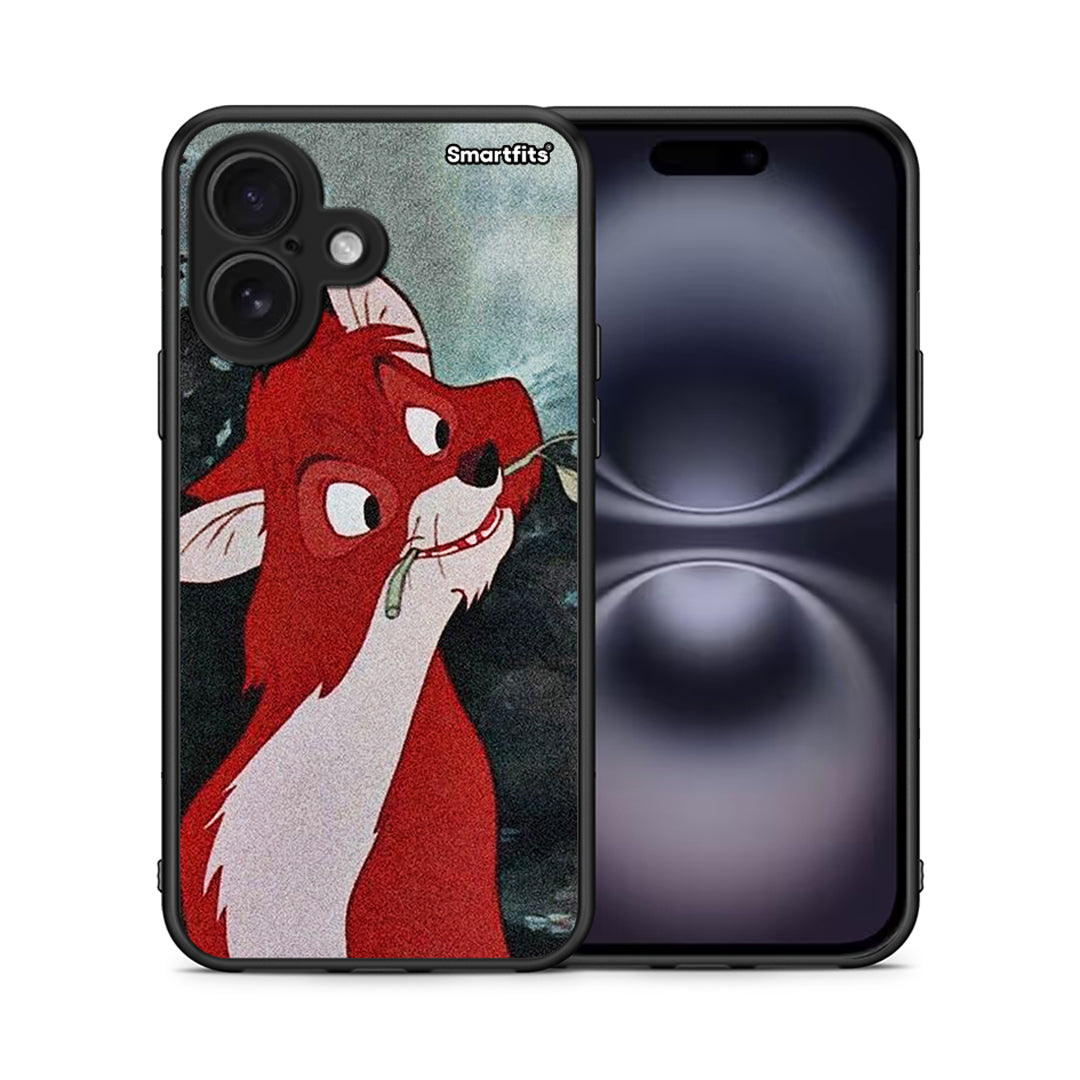 Θήκη iPhone 16 Tod And Vixey Love 1 από τη Smartfits με σχέδιο στο πίσω μέρος και μαύρο περίβλημα | iPhone 16 Tod And Vixey Love 1 case with colorful back and black bezels