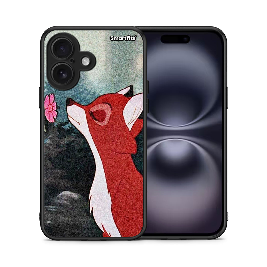 Θήκη iPhone 16 Tod And Vixey Love 2 από τη Smartfits με σχέδιο στο πίσω μέρος και μαύρο περίβλημα | iPhone 16 Tod And Vixey Love 2 case with colorful back and black bezels