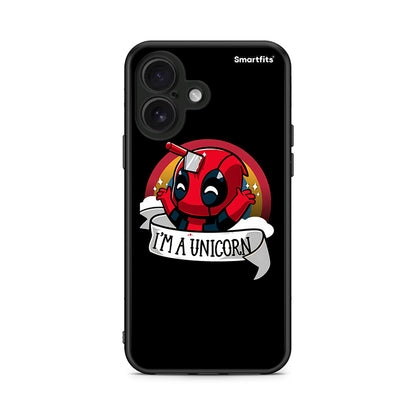 iPhone 16 Unicorn Deadpool θήκη από τη Smartfits με σχέδιο στο πίσω μέρος και μαύρο περίβλημα | Smartphone case with colorful back and black bezels by Smartfits