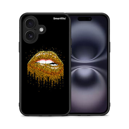 Θήκη iPhone 16 Golden Valentine από τη Smartfits με σχέδιο στο πίσω μέρος και μαύρο περίβλημα | iPhone 16 Golden Valentine case with colorful back and black bezels