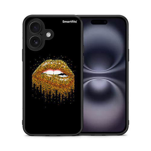 Θήκη iPhone 16 Golden Valentine από τη Smartfits με σχέδιο στο πίσω μέρος και μαύρο περίβλημα | iPhone 16 Golden Valentine case with colorful back and black bezels