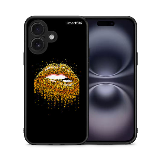 Θήκη iPhone 16 Golden Valentine από τη Smartfits με σχέδιο στο πίσω μέρος και μαύρο περίβλημα | iPhone 16 Golden Valentine case with colorful back and black bezels