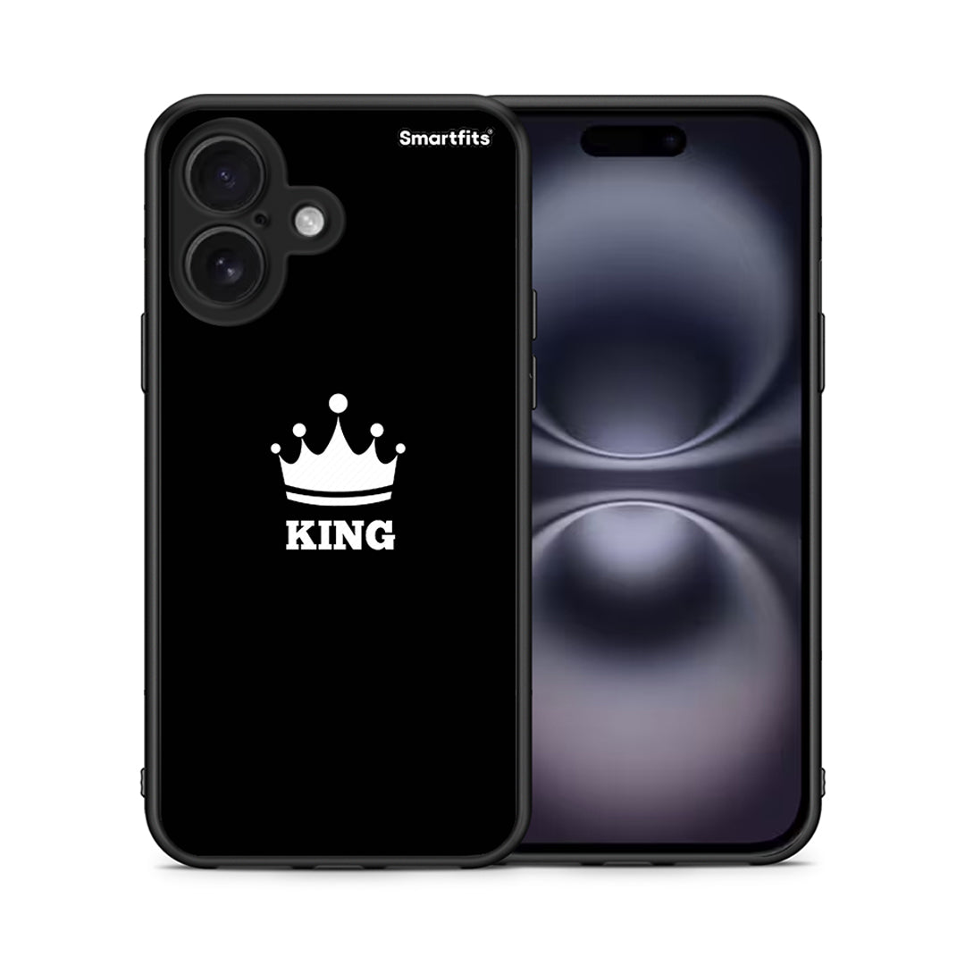 Θήκη iPhone 16 King Valentine από τη Smartfits με σχέδιο στο πίσω μέρος και μαύρο περίβλημα | iPhone 16 King Valentine case with colorful back and black bezels