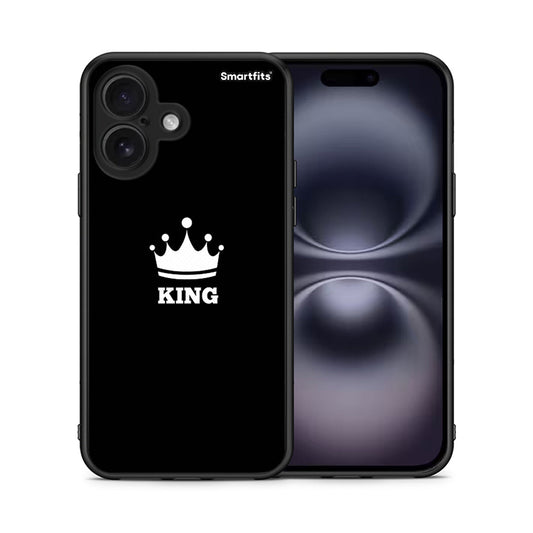 Θήκη iPhone 16 King Valentine από τη Smartfits με σχέδιο στο πίσω μέρος και μαύρο περίβλημα | iPhone 16 King Valentine case with colorful back and black bezels