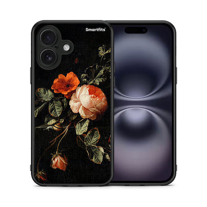 Θήκη iPhone 16 Vintage Roses από τη Smartfits με σχέδιο στο πίσω μέρος και μαύρο περίβλημα | iPhone 16 Vintage Roses case with colorful back and black bezels