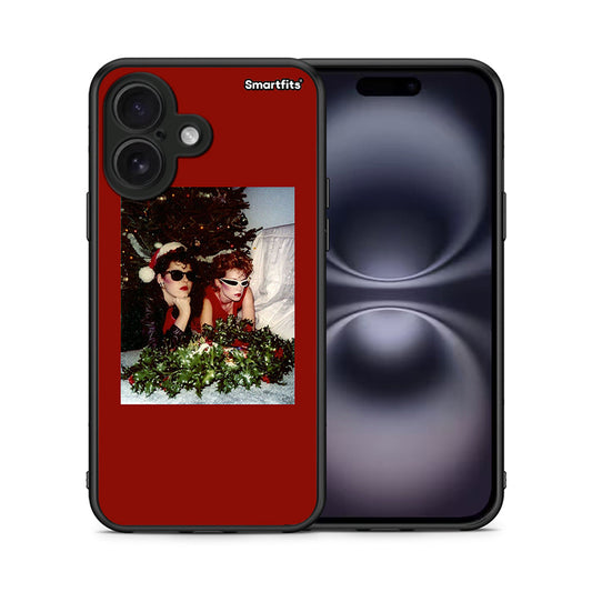 Θήκη iPhone 16 Waiting For Xmas από τη Smartfits με σχέδιο στο πίσω μέρος και μαύρο περίβλημα | iPhone 16 Waiting For Xmas case with colorful back and black bezels