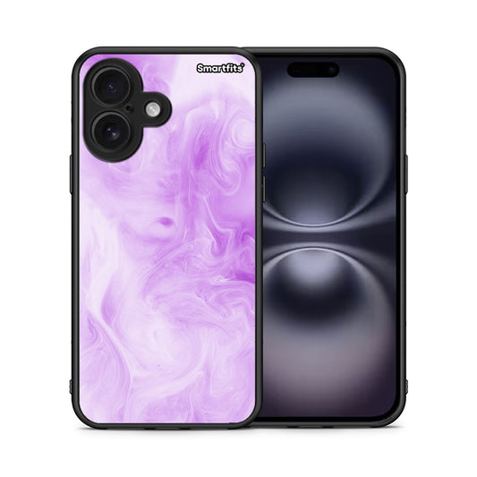 Θήκη iPhone 16 Lavender Watercolor από τη Smartfits με σχέδιο στο πίσω μέρος και μαύρο περίβλημα | iPhone 16 Lavender Watercolor case with colorful back and black bezels