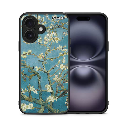 Θήκη iPhone 16 White Blossoms από τη Smartfits με σχέδιο στο πίσω μέρος και μαύρο περίβλημα | iPhone 16 White Blossoms case with colorful back and black bezels