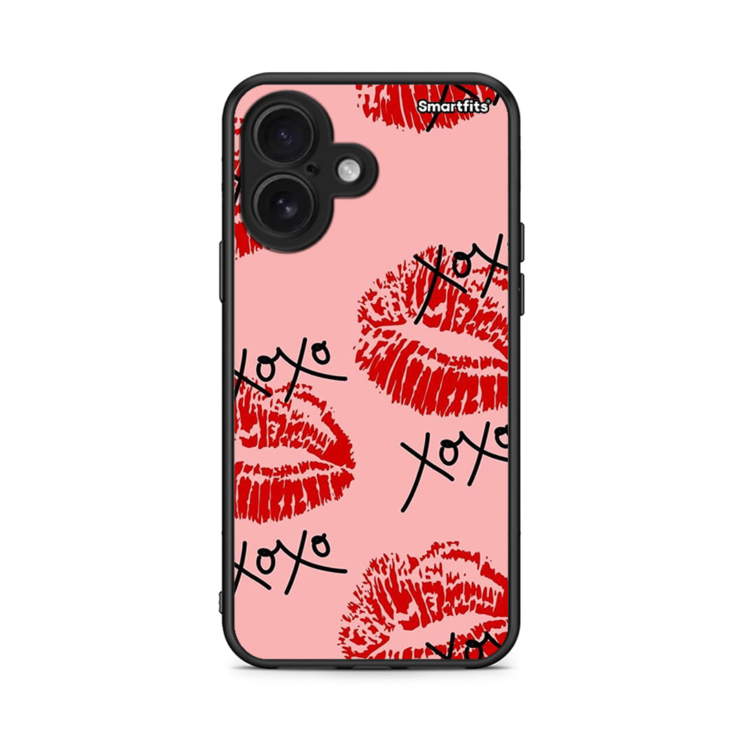 iPhone 16 XOXO Lips θήκη από τη Smartfits με σχέδιο στο πίσω μέρος και μαύρο περίβλημα | Smartphone case with colorful back and black bezels by Smartfits