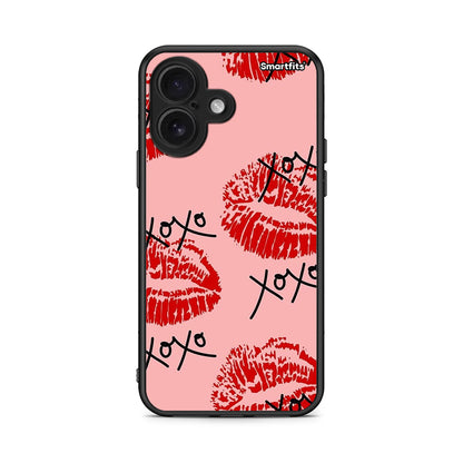iPhone 16 XOXO Lips θήκη από τη Smartfits με σχέδιο στο πίσω μέρος και μαύρο περίβλημα | Smartphone case with colorful back and black bezels by Smartfits