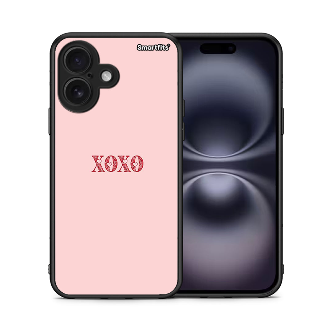 Θήκη iPhone 16 XOXO Love από τη Smartfits με σχέδιο στο πίσω μέρος και μαύρο περίβλημα | iPhone 16 XOXO Love case with colorful back and black bezels