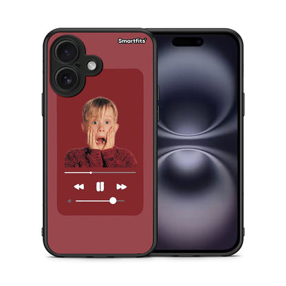 Θήκη iPhone 16 Xmas Alone Music από τη Smartfits με σχέδιο στο πίσω μέρος και μαύρο περίβλημα | iPhone 16 Xmas Alone Music case with colorful back and black bezels