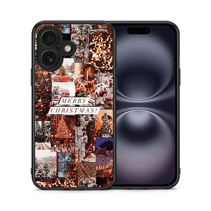 Θήκη iPhone 16 Xmas Collage από τη Smartfits με σχέδιο στο πίσω μέρος και μαύρο περίβλημα | iPhone 16 Xmas Collage case with colorful back and black bezels