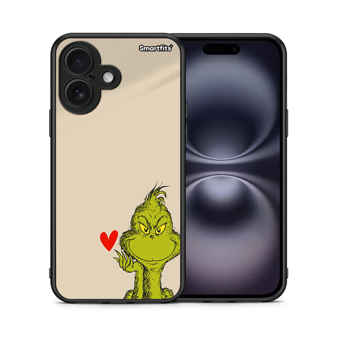 Θήκη iPhone 16 Xmas Grinch από τη Smartfits με σχέδιο στο πίσω μέρος και μαύρο περίβλημα | iPhone 16 Xmas Grinch case with colorful back and black bezels