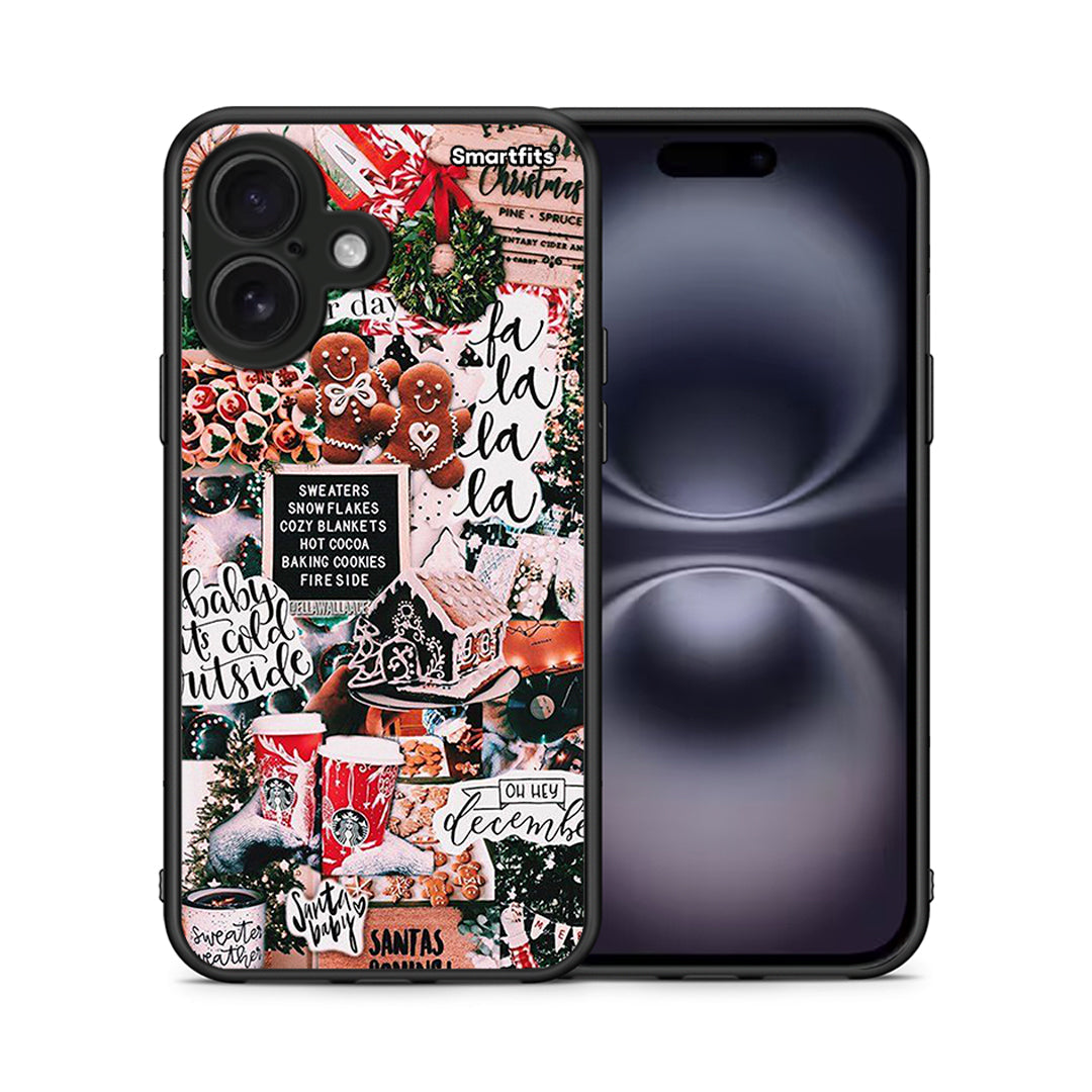 Θήκη iPhone 16 Xmas Habbits από τη Smartfits με σχέδιο στο πίσω μέρος και μαύρο περίβλημα | iPhone 16 Xmas Habbits case with colorful back and black bezels