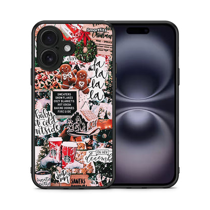 Θήκη iPhone 16 Xmas Habbits από τη Smartfits με σχέδιο στο πίσω μέρος και μαύρο περίβλημα | iPhone 16 Xmas Habbits case with colorful back and black bezels