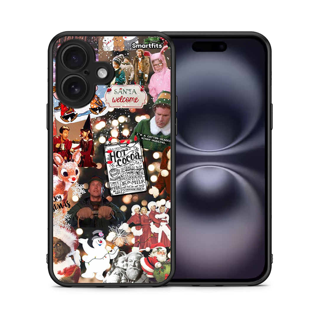 Θήκη iPhone 16 Xmas Movies από τη Smartfits με σχέδιο στο πίσω μέρος και μαύρο περίβλημα | iPhone 16 Xmas Movies case with colorful back and black bezels