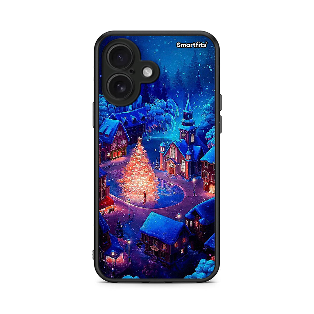iPhone 16 Xmas Village θήκη από τη Smartfits με σχέδιο στο πίσω μέρος και μαύρο περίβλημα | Smartphone case with colorful back and black bezels by Smartfits