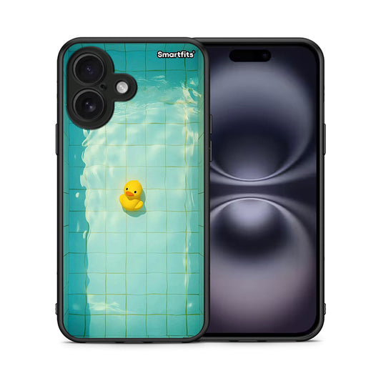 Θήκη iPhone 16 Yellow Duck από τη Smartfits με σχέδιο στο πίσω μέρος και μαύρο περίβλημα | iPhone 16 Yellow Duck case with colorful back and black bezels