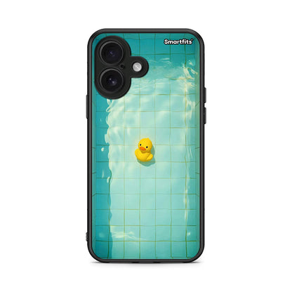 iPhone 16 Yellow Duck θήκη από τη Smartfits με σχέδιο στο πίσω μέρος και μαύρο περίβλημα | Smartphone case with colorful back and black bezels by Smartfits