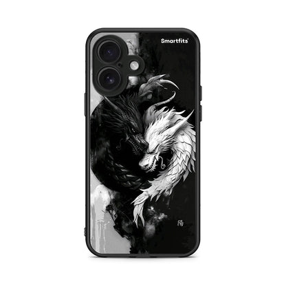 iPhone 16 Yin Yang Θήκη από τη Smartfits με σχέδιο στο πίσω μέρος και μαύρο περίβλημα | Smartphone case with colorful back and black bezels by Smartfits