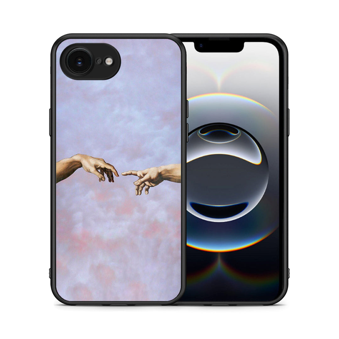 Θήκη iPhone 16e Adam Hand από τη Smartfits με σχέδιο στο πίσω μέρος και μαύρο περίβλημα | iPhone 16e Adam Hand case with colorful back and black bezels