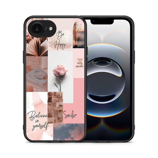 Θήκη iPhone 16e Aesthetic Collage από τη Smartfits με σχέδιο στο πίσω μέρος και μαύρο περίβλημα | iPhone 16e Aesthetic Collage case with colorful back and black bezels