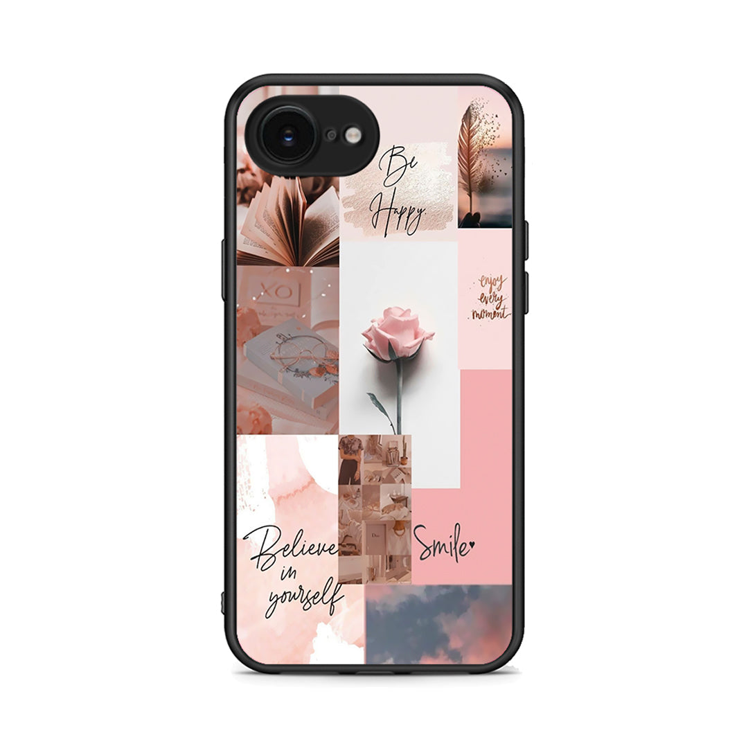 iPhone 16e Aesthetic Collage θήκη από τη Smartfits με σχέδιο στο πίσω μέρος και μαύρο περίβλημα | Smartphone case with colorful back and black bezels by Smartfits