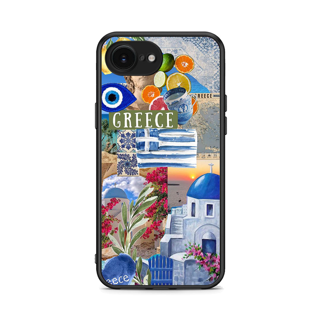 iPhone 16e All Greek Θήκη από τη Smartfits με σχέδιο στο πίσω μέρος και μαύρο περίβλημα | Smartphone case with colorful back and black bezels by Smartfits
