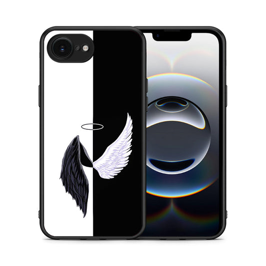 Θήκη iPhone 16e Angels Demons από τη Smartfits με σχέδιο στο πίσω μέρος και μαύρο περίβλημα | iPhone 16e Angels Demons case with colorful back and black bezels