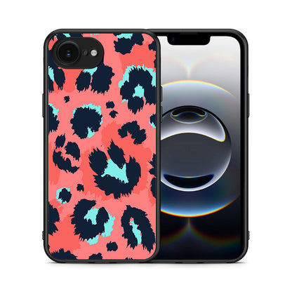 Θήκη iPhone 16e Pink Leopard Animal από τη Smartfits με σχέδιο στο πίσω μέρος και μαύρο περίβλημα | iPhone 16e Pink Leopard Animal case with colorful back and black bezels