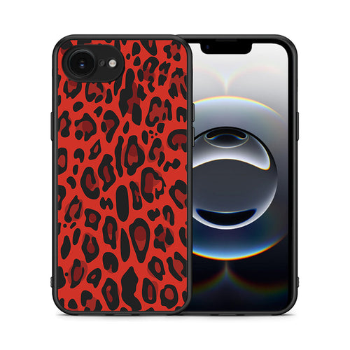 Θήκη iPhone 16e Red Leopard Animal από τη Smartfits με σχέδιο στο πίσω μέρος και μαύρο περίβλημα | iPhone 16e Red Leopard Animal case with colorful back and black bezels