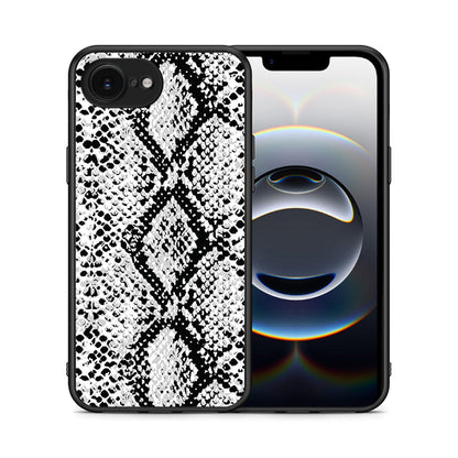 Θήκη iPhone 16e White Snake Animal από τη Smartfits με σχέδιο στο πίσω μέρος και μαύρο περίβλημα | iPhone 16e White Snake Animal case with colorful back and black bezels