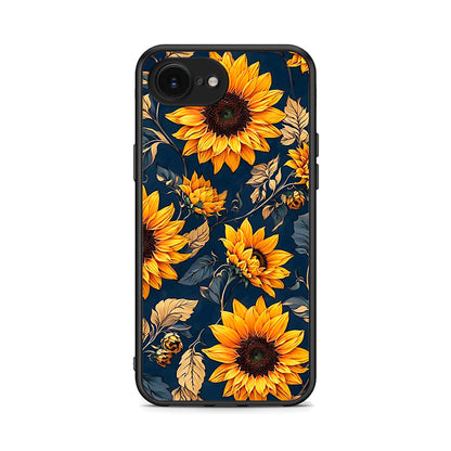 iPhone 16e Autumn Sunflowers Θήκη από τη Smartfits με σχέδιο στο πίσω μέρος και μαύρο περίβλημα | Smartphone case with colorful back and black bezels by Smartfits