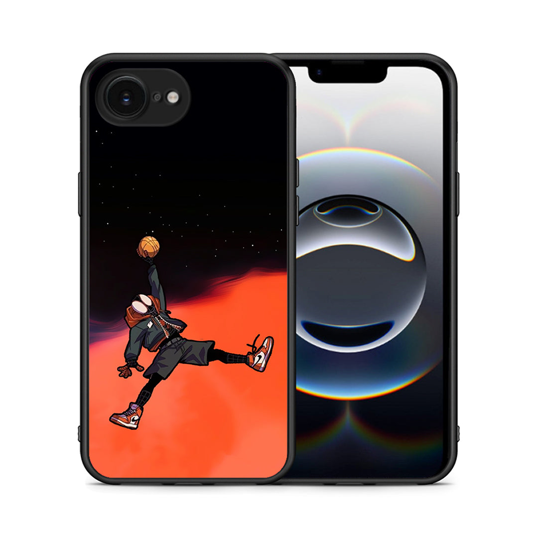 Θήκη iPhone 16e Basketball Hero από τη Smartfits με σχέδιο στο πίσω μέρος και μαύρο περίβλημα | iPhone 16e Basketball Hero case with colorful back and black bezels