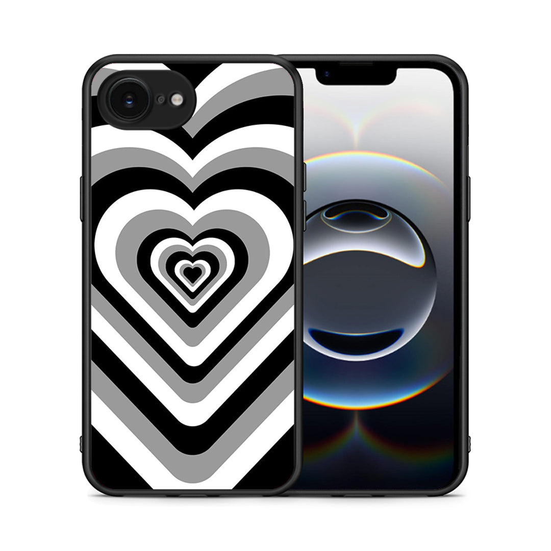Θήκη iPhone 16e Black Hearts από τη Smartfits με σχέδιο στο πίσω μέρος και μαύρο περίβλημα | iPhone 16e Black Hearts case with colorful back and black bezels