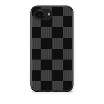 Θήκη iPhone 16e Black and Charcoal Striped Checks από τη Smartfits με σχέδιο στο πίσω μέρος και μαύρο περίβλημα | iPhone 16e Black and Charcoal Striped Checks case with colorful back and black bezels