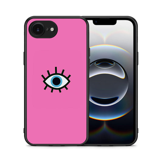 Θήκη iPhone 16e Blue Eye Pink από τη Smartfits με σχέδιο στο πίσω μέρος και μαύρο περίβλημα | iPhone 16e Blue Eye Pink case with colorful back and black bezels