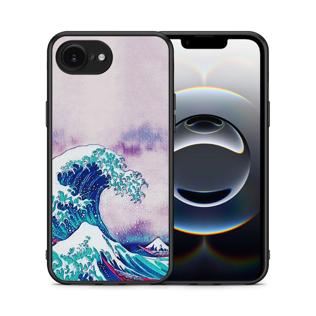 Θήκη iPhone 16e Blue Waves από τη Smartfits με σχέδιο στο πίσω μέρος και μαύρο περίβλημα | iPhone 16e Blue Waves case with colorful back and black bezels