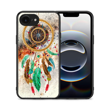 Θήκη iPhone 16e DreamCatcher Boho από τη Smartfits με σχέδιο στο πίσω μέρος και μαύρο περίβλημα | iPhone 16e DreamCatcher Boho case with colorful back and black bezels
