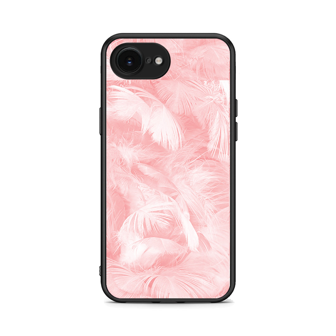 33 - iPhone 16e Pink Feather Boho case, cover, bumper