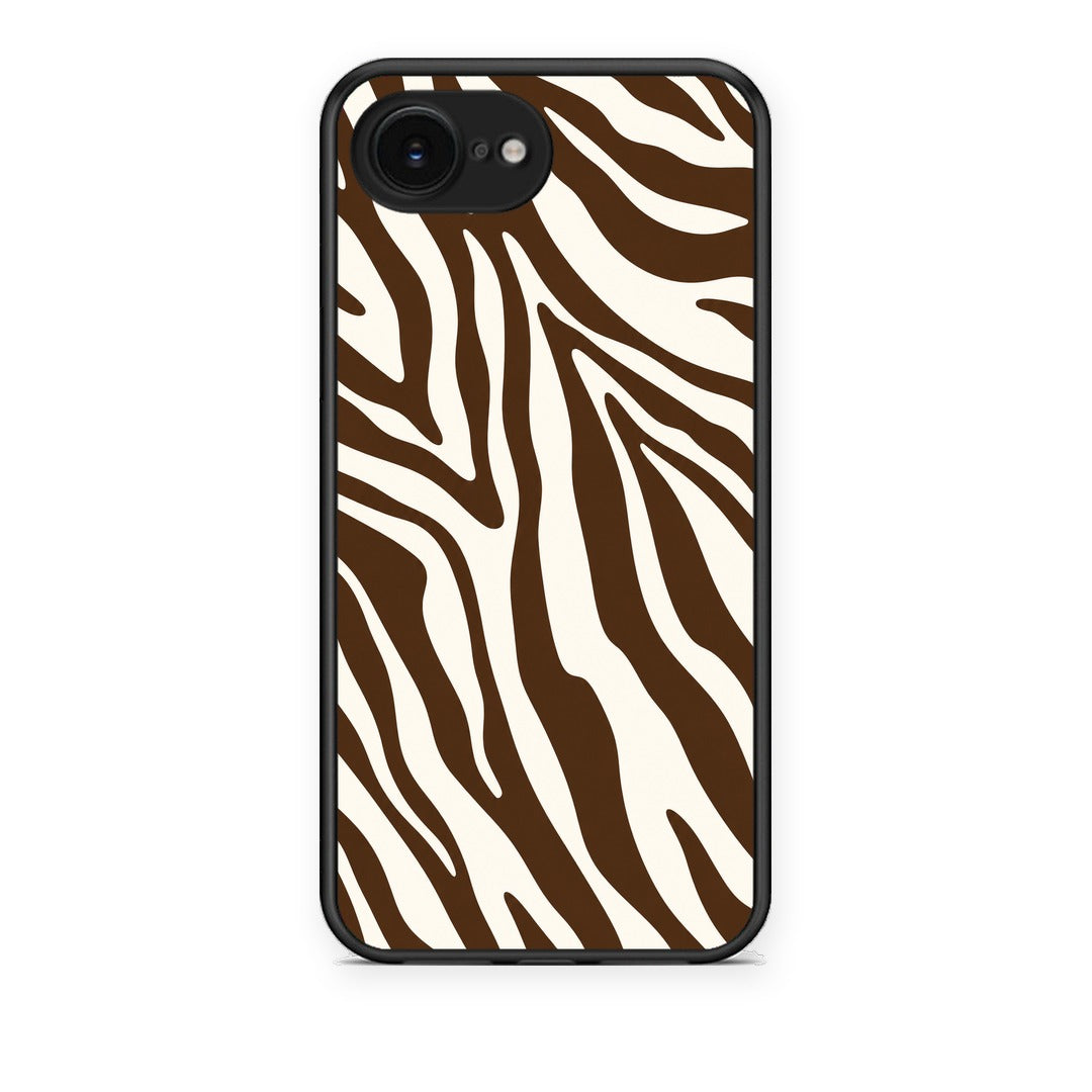 Θήκη iPhone 16e Brown and Cream Zebra Stripes από τη Smartfits με σχέδιο στο πίσω μέρος και μαύρο περίβλημα | iPhone 16e Brown and Cream Zebra Stripes case with colorful back and black bezels