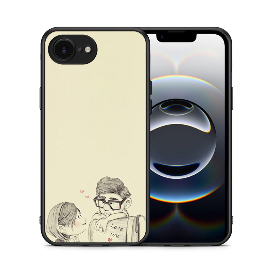 Θήκη iPhone 16e Carl And Ellie από τη Smartfits με σχέδιο στο πίσω μέρος και μαύρο περίβλημα | iPhone 16e Carl And Ellie case with colorful back and black bezels