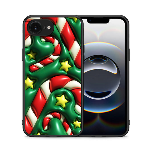 Θήκη iPhone 16e Christmas Bubbles από τη Smartfits με σχέδιο στο πίσω μέρος και μαύρο περίβλημα | iPhone 16e Christmas Bubbles case with colorful back and black bezels