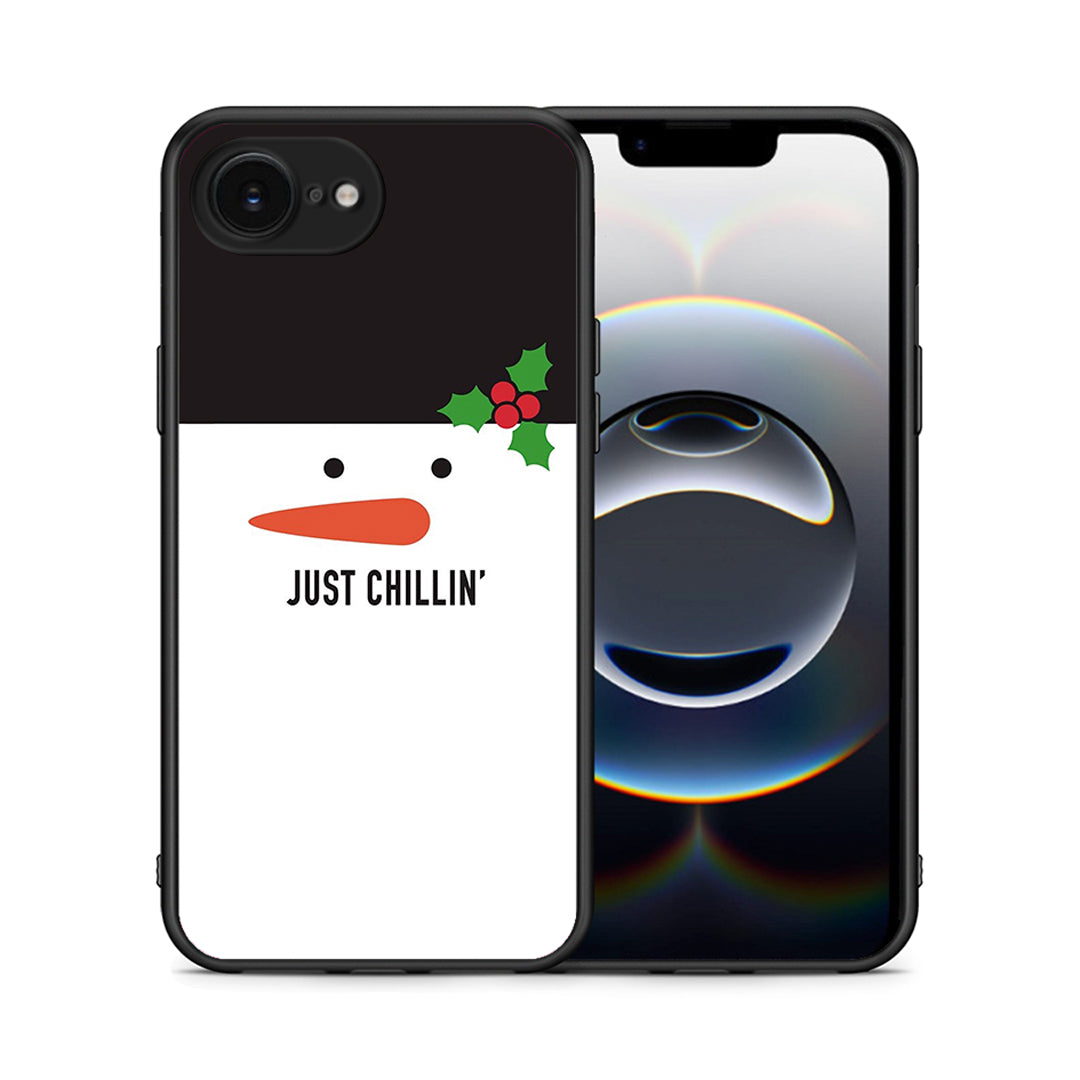 Θήκη iPhone 16e Christmas Chillin από τη Smartfits με σχέδιο στο πίσω μέρος και μαύρο περίβλημα | iPhone 16e Christmas Chillin case with colorful back and black bezels