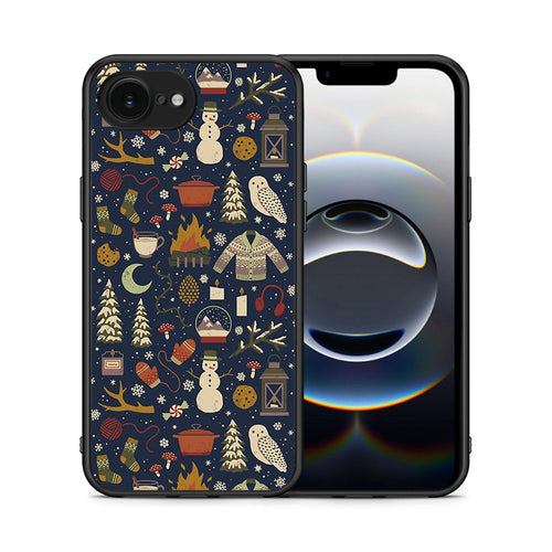 Θήκη iPhone 16e Christmas Elements από τη Smartfits με σχέδιο στο πίσω μέρος και μαύρο περίβλημα | iPhone 16e Christmas Elements case with colorful back and black bezels