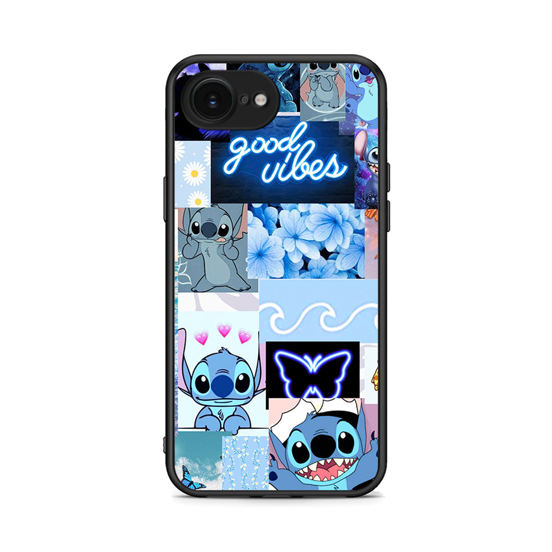 iPhone 16e Collage Good Vibes Θήκη Αγίου Βαλεντίνου από τη Smartfits με σχέδιο στο πίσω μέρος και μαύρο περίβλημα | Smartphone case with colorful back and black bezels by Smartfits