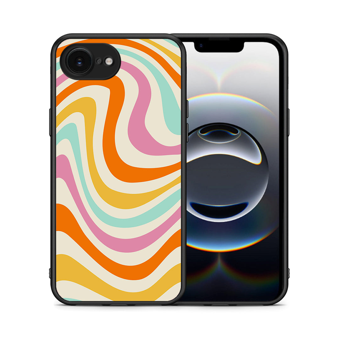 Θήκη iPhone 16e Colourful Waves από τη Smartfits με σχέδιο στο πίσω μέρος και μαύρο περίβλημα | iPhone 16e Colourful Waves case with colorful back and black bezels